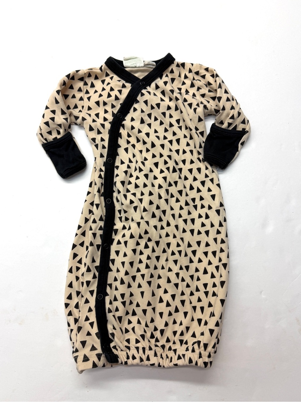 Parade Organic Beige Black Triangle Print Baby Sleep Sack Gown